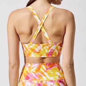Carbon38 Yellow, Pink, & White Tie-dye Sports Bra Small NWOT